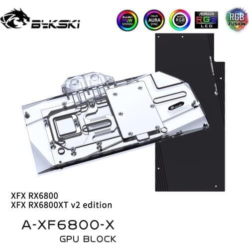 Bykski A-XF6800-X GPU Water Block For XFX RX6800 Overseas Edition, With Backplane for Watercooling System