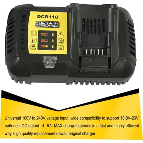 10.8V-20V Battery Fast Charger DCB118 For Dewalt Charger Li-ion Battery 10.8V DCB101 DCB120/DCB203/DCB200 free shipping