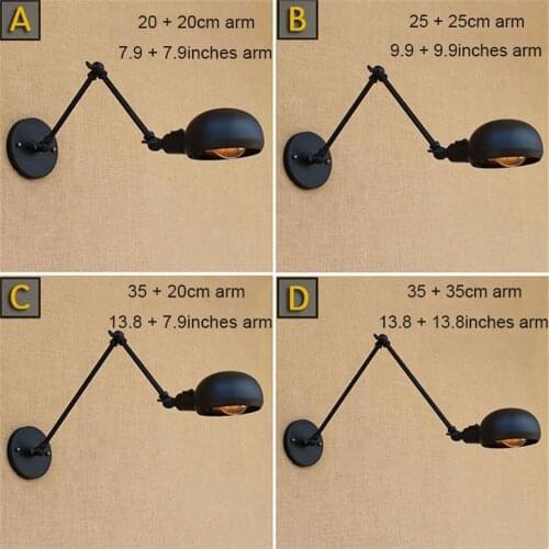 Black Wall Sconce with Swtich on/off Vintage Wall Light 2 Arms Industrial Lamp Arandelas Lampara Pared Flexible Light Fixture