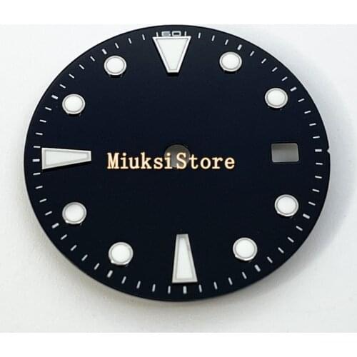 28.5mm black sterile dial super luminous mark watch dial fit NH35 movement for 4 o'clock crown
