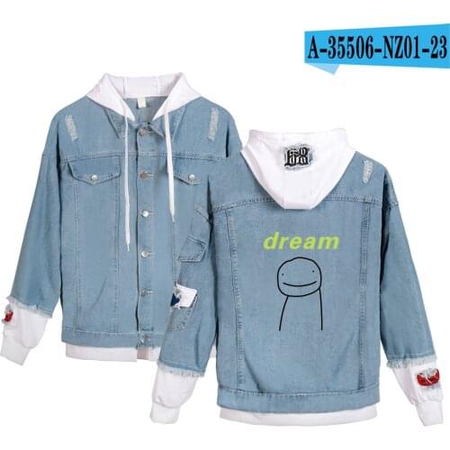 Men Women Denim Jacket Personality Printed Coats Dreamwastaken Jacket Letter Dream Coats Funny Hooded Outwear Teens Jeans 4XL