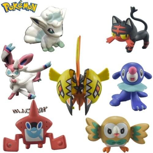 Pokemon Sylveon Tapu Koko Vulpix Rowlet Litten Rotom Pikachu Anime Action Toy Figures Collection Toys Birthday Christmas Present