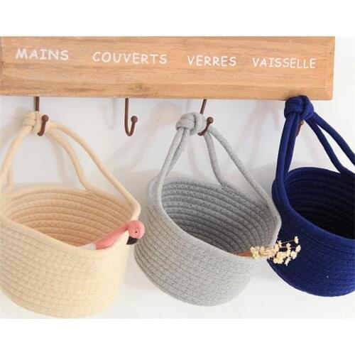Cotton knitting finishing basket Nordic small hanging basket cotton rope storage box