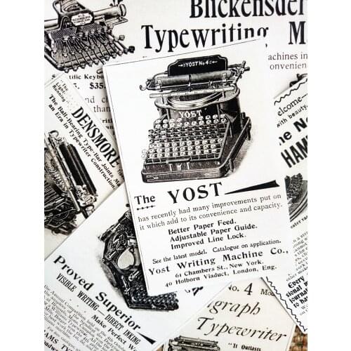 13 pcs Retro Typewriter Stickers Retro Typewriter Promotional Poster For Diy Diary Plan Scrapbooking Decorative Stickers Journal