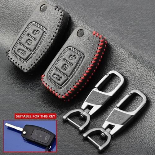 3 Button New Leather Car Remote Key Cover Case For Ford Fiesta Focus 2 Ecosport Kuga Escape Falcon B-Max C-Max Eco Sport Galaxy