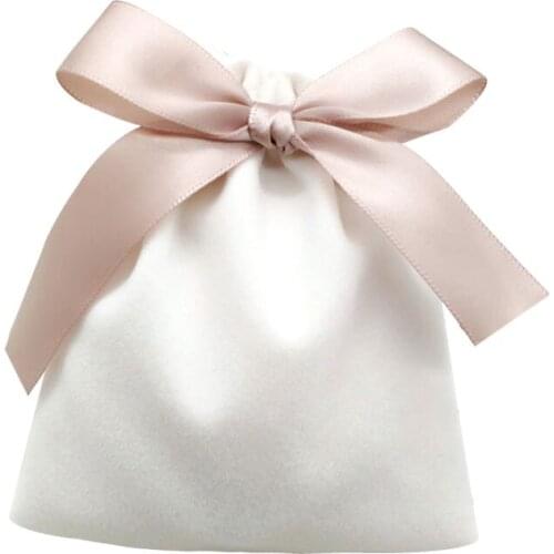 Wholesale 50pcs White Cosmetic Bag Packaging Small Flannel Jewelry Bracelet Custom Name Logo Packaging Bags for Business