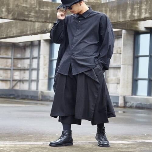 Original Japanese casual pants summer hair stylist dark style men and women with the same paragraph skirt pants nine-point pants