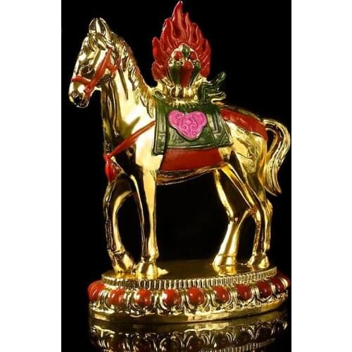 Tantric Supply Esoteric Buddhist Alloy Metal Gold Plating Treasured Horse Putting Decoration Crafts