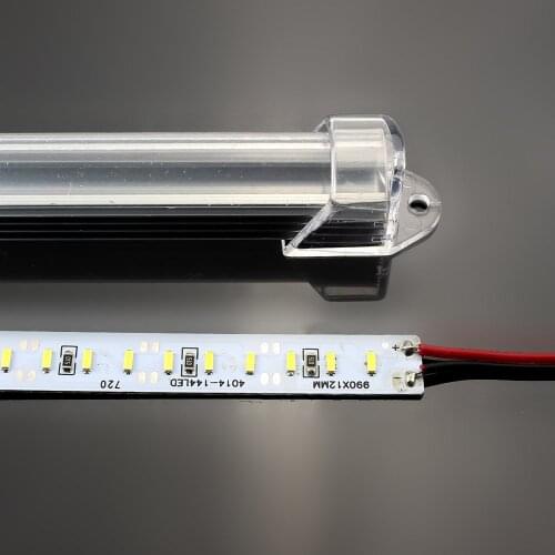 Transparent U groove Aluminium Profile SMD 4014 LED hard rigid Strip 50cm 72leds double row 12V led bar light with/warm white