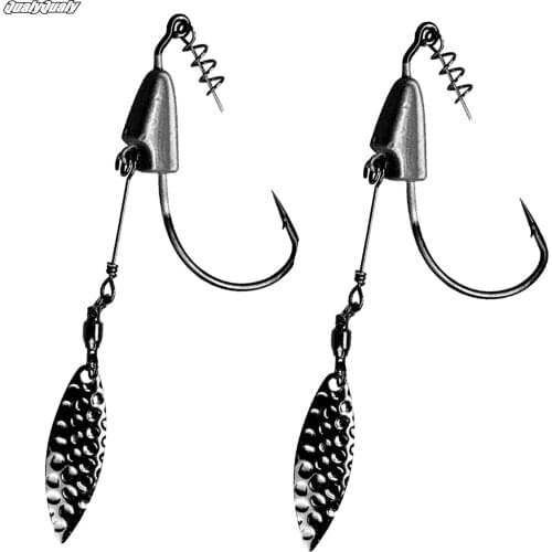 QualyQualy Blade Swim Fishing Hooks #3/0 #4/0 #5/0 Jig Head Swimmer Hook Freshwater Saltwater Soft Worm Hook