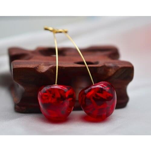 Creative Simulation Red Cherry Earrings New Fashion Fruit Shape Drop Earrings Women Girls Sweet Elegant Hanging Earring Gift