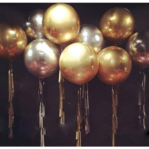 22 Inch Round Aluminum Foil Balloons Metal Garland New Years Decoration Birthday Party Helium Tissue Paper Ballon Supplies