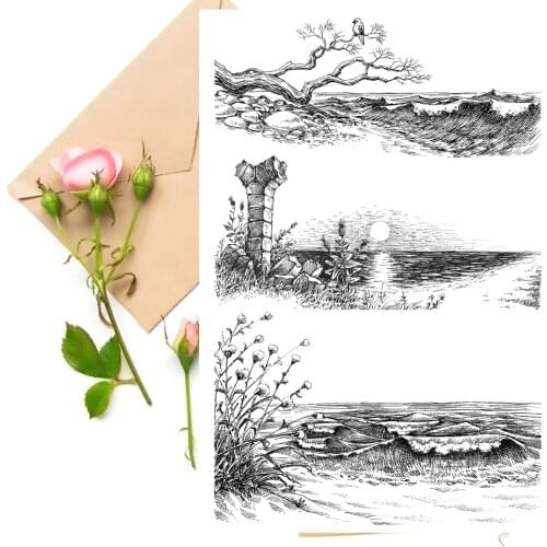 Sunset / Seaside Clear Stamps For DIY Scrapbooking Card Making Silicone Stamps Fun Decoration Supplies