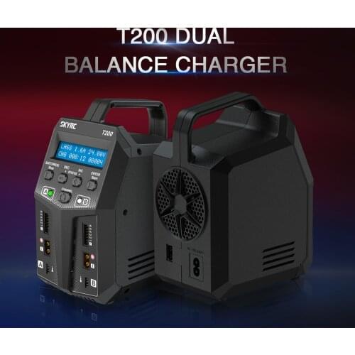 SKYRC T200 Dual AC/DC 12A 100W Balance Charger XT60 Plug For LiPo Li-ion LiFe NiCd NiMH PB LiHV Battery