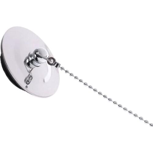 D08D Bathtub Drain Plug With Chain Sink Basin Water Stopper For Bathroom Kitchen Plated