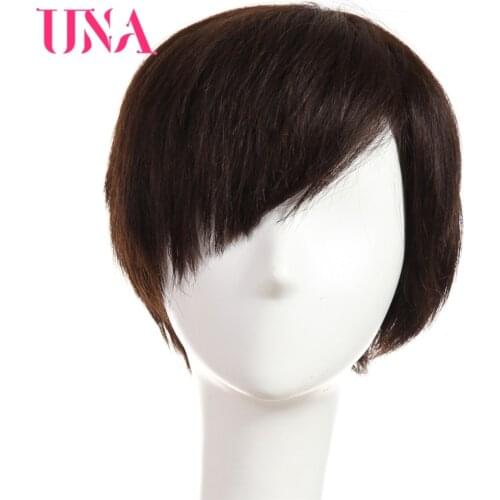 UNA Human Hair Wigs Half Hand-Tied Wigs Non-Remy Human Hair Malaysian Straight Human Hair Wigs Short Human Hair Wigs