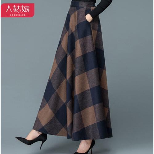 Spring plus Size Womens Clothing Plaid A- line Large Swing Long Womens Spring Clothing Woman Skirts Mujer Faldas Saias Mulher