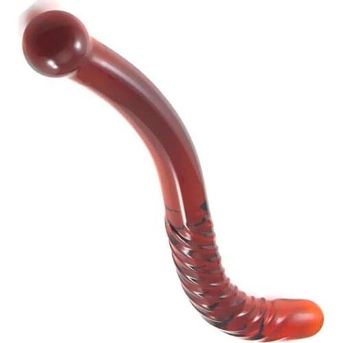 Wine Red Long Snake Crystal Glass Anal Beads Dildo Butt Plug Vagina Stimulators Adult Masturbation Products Sex Toys For Woman