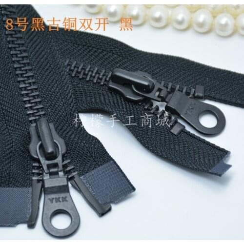Ykk8 Metal Black Bronze Double Zipper 50-120cm Black