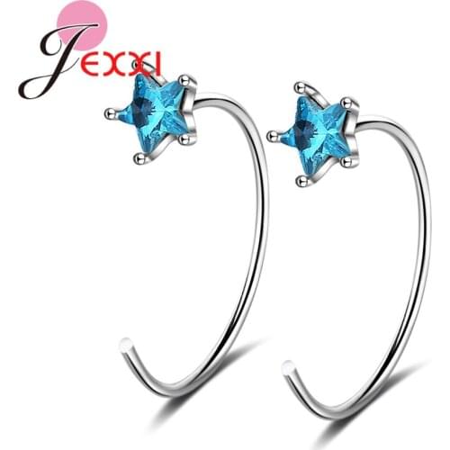 Amazing Sea Blue Star 925 Sterling Silver Earrings For Women Big Promotion Fast Shipping New Popular Trend Lovely Design Style
