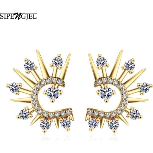 SIPENGJEL Fashion Cubic Zircon Eye Stud Earrings Korean Style Geometric Crystal Earrings For Women Jewelry 2021