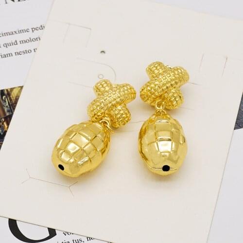 African dangle earrings for women Dubai gold drop earrings Luxury wedding party jewelry