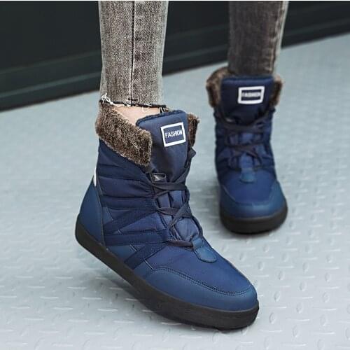 Winter Women Boots Super Warm Snow Boots Ladies Lace-up Waterproof Ankle Boots Outdoor Platform Booties Woman Plus Size 36-43