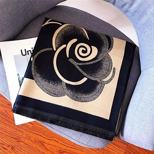 Winter Warm Long Scarf Women Fashion Flower Shawl Stole Imitate Cashmere Blanket Kerchief Head Neck Bandana 180*65cm