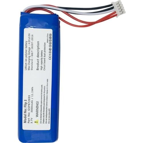 1pc 3.7V 3000mAh/11.1Wh GSP872693 Battery for JBL Flip 3 Flip3 JBLFlip3 High Capacity Battery