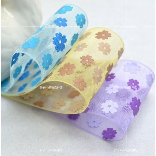10m 38mm Width Printed Tulle Ribbon Roll With Wave Edge For Gift Packing Crafts Hair bows DIY Wrapping Flower Voile Ribbon