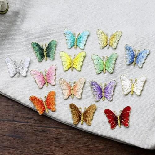 10PCS/LOT Small Embroidered Butterfly Patches Iron On Or Sew Fabric Sticker For Clothes Costume Patches Appliques DIY
