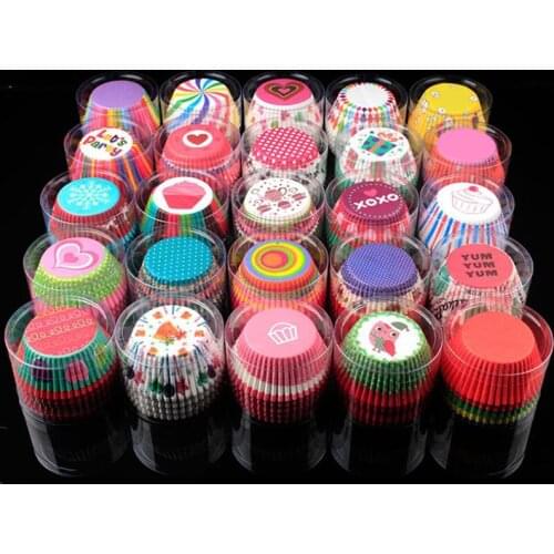 100Pcs Rainbow Cupcake Paper Liners Muffin Cases Cup Cake Topper Baking Tray Kitchen Accessories Pastry Decoration Tools