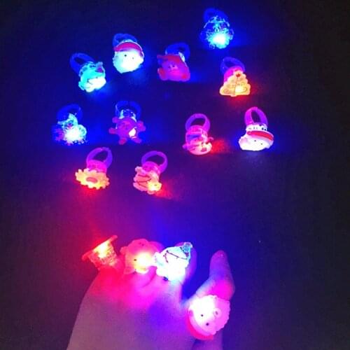 200pcs/lot Hot Selling Christmas Toys Plastic Luminous Toy Gifts Children Cartoon Carnival Finger Flash Fun Flashing Ring