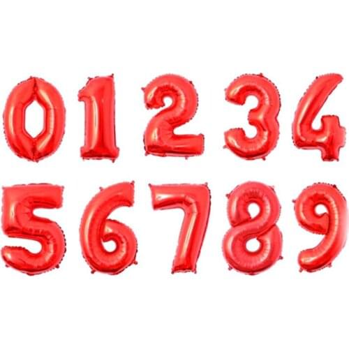30inc Red Number Foil Balloons Birthday Party Decorations Kids Digit Helium Balloon for birthday partyall childre Party Supplies