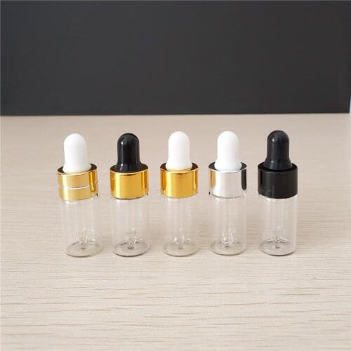 50pcs 3ml Portable transparent Aromatherapy Esstenial Oil Bottle with Glass Eye Dropper Mini Empty Dropper Bottle