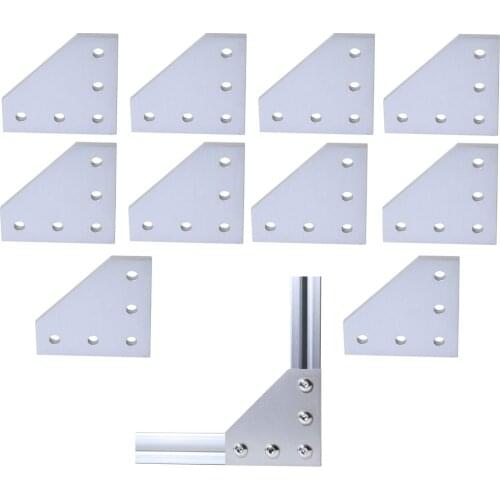 10pcs/lot 3D Printer Aluminum L Shaped 5 Hole 60x60x4mm Joining Plate for 2020 v-slot/L-slot Aluminum Extrusion