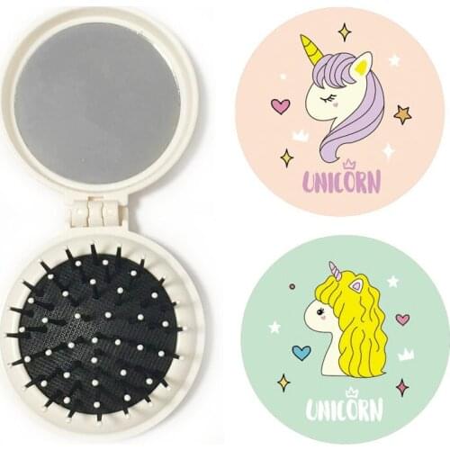 4 PCS Anti-static Hair Brush Folding Massage Comb Head Massager With Make-up Mirror Portable Travel Comb With Cosmetic Mirror