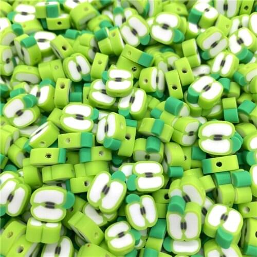 30pcs/lot 10mm Green apple Beads Polymer Clay Beads Polymer Clay Spacer Beads For Jewelry Making DIY Bracelet necklace #11