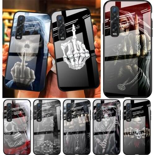 Tempered Glass Cover Grim Reaper Skull Skeleton For OPPO A9 2020 A52 Find X2 Lite Realme 7 7i 6 5 Pro C3 XT Phone Case Shell