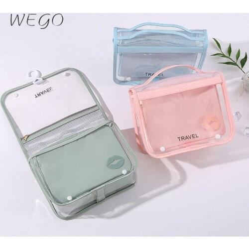 Travel Portable Portable Hook Wash Bag Large Capacity Travel Storage Mother-In-Law Bag PVC Transparent Cosmetic Bag 2 In 1