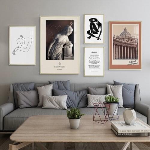 Europe Minimalist Abstract Body Sculpture Angel Canvas Paintings Building Posters Print Wall Art Pictures for Living Room Decor