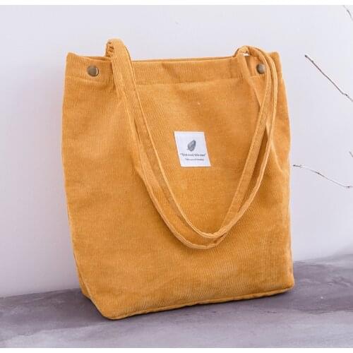 Women Corduroy Shopping Bag Female Canvas Cloth Shoulder Bag Environmental Storage Handbag Reusable Foldable Eco Grocery Totes