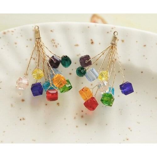 Interesting bright bright bead combination bouquet retro crystal earrings pendant ins palace style earrings DIY accessories