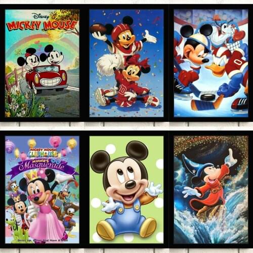 Canvas Painting Disney Anime Posters and Prints Mickey Mouse Wall Art Nordic Room Decor Pictures for Living Kids Home Decoration