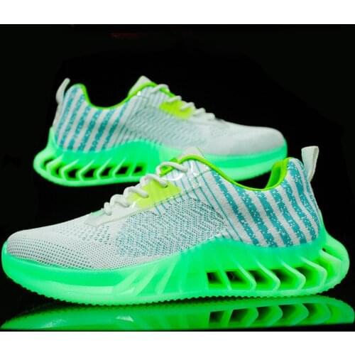 New Men Summer Sneakers Tide Breathable Knit Luminous Casual Sport Running Shoes Lightweight Comfortable Trainers