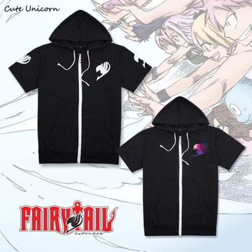 Cute Unicorn Fairy Tail short sleeve top Coat hooded Jacket man woman Hoodies and Sweatshirts cosplay costume unisex clothes
