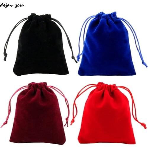 Fashion Retro Solid Color Velvet Drawstring Pouches 7x9cm 10x12cm 12x15cm Jewelry Storage Bag Dropshipping