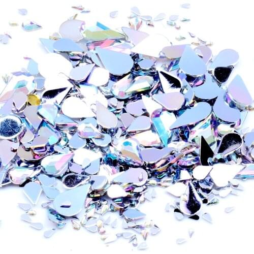 7 Sizes Set Water drop shape Crystal AB Flatback Acrylic Rhinestones Shiny beads stones FOR Women Nail Art Decoration DIY Tool
