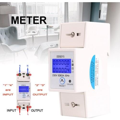 Newest DDS015 Smart Energy Meter Single Phase Power Consumption Meter Electric KWh Meter LCD Energy Meter 5-80A 230V