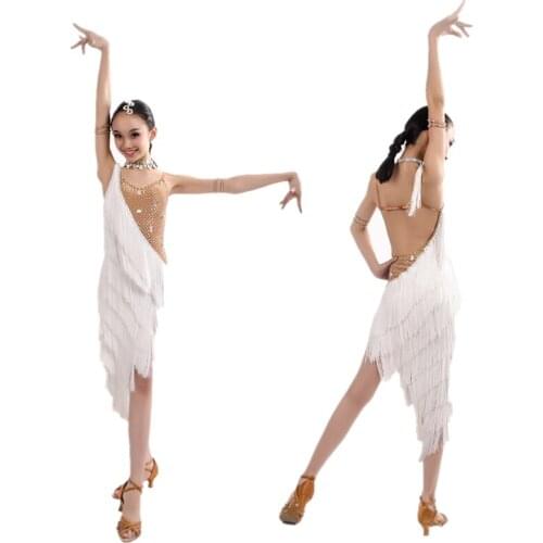 New Elegant Upscale Girls Professional White Tassel Latin Dance Dress,Samba/Chacha/Salsa/Ballroom Dancing Competition Stage Wear